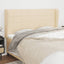 sengegavl med kanter 183x23x118/128 cm stof cremefarvet