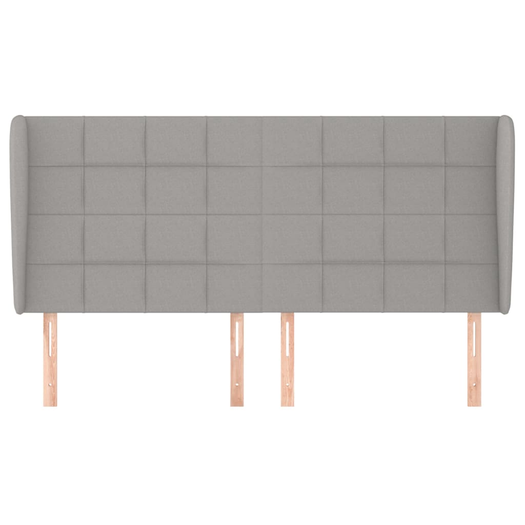 sengegavl med kanter 203x23x118/128 cm stof lysegrå