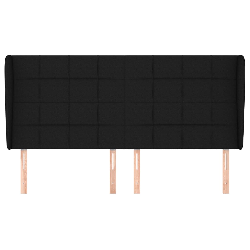 sengegavl med kanter 203x23x118/128 cm stof sort