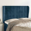 sengegavl med kanter 147x23x118/128 cm fløjl mørkeblå