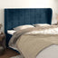sengegavl med kanter 163x23x118/128 cm fløjl mørkeblå