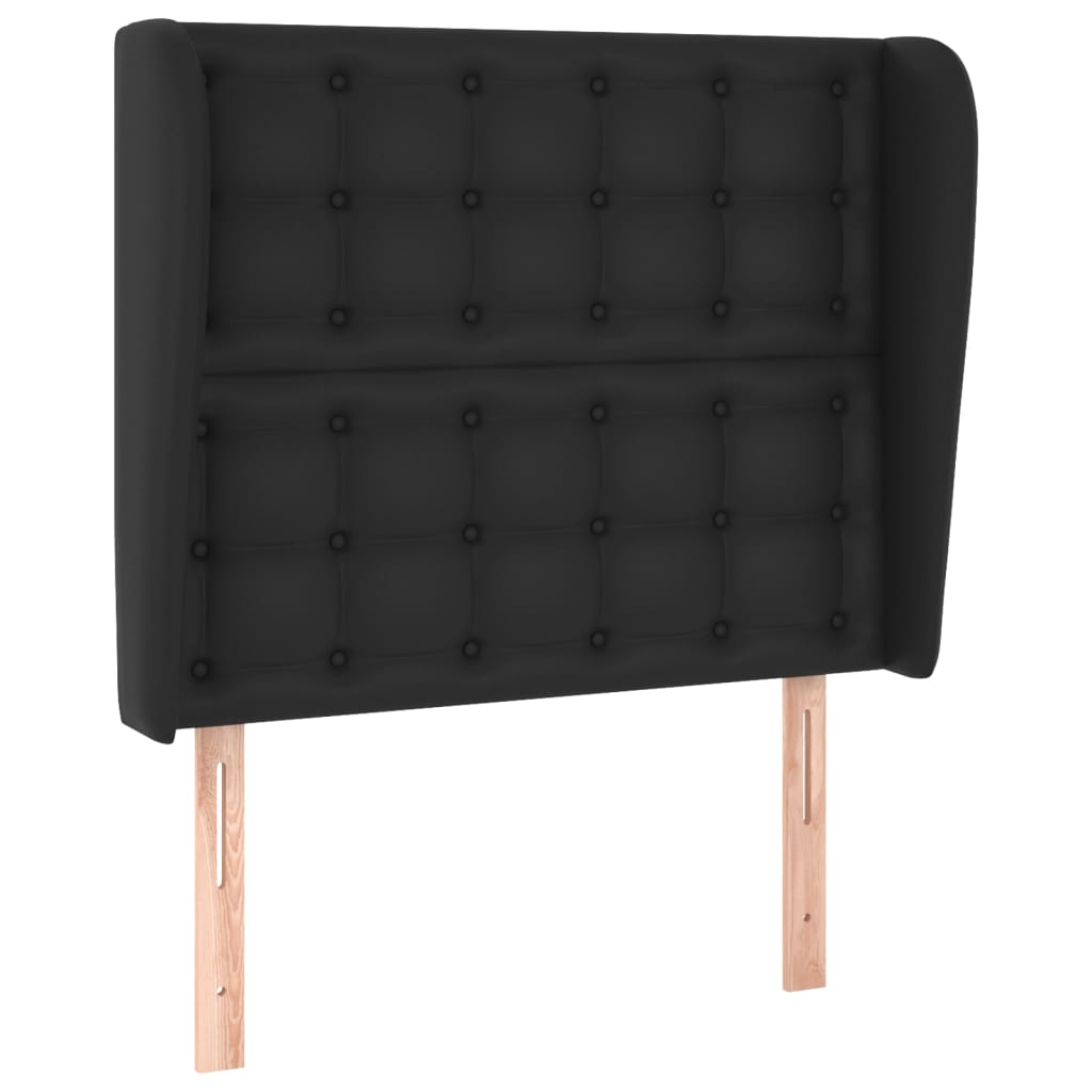 sengegavl med kanter 83x23x118/128 cm kunstlæder sort