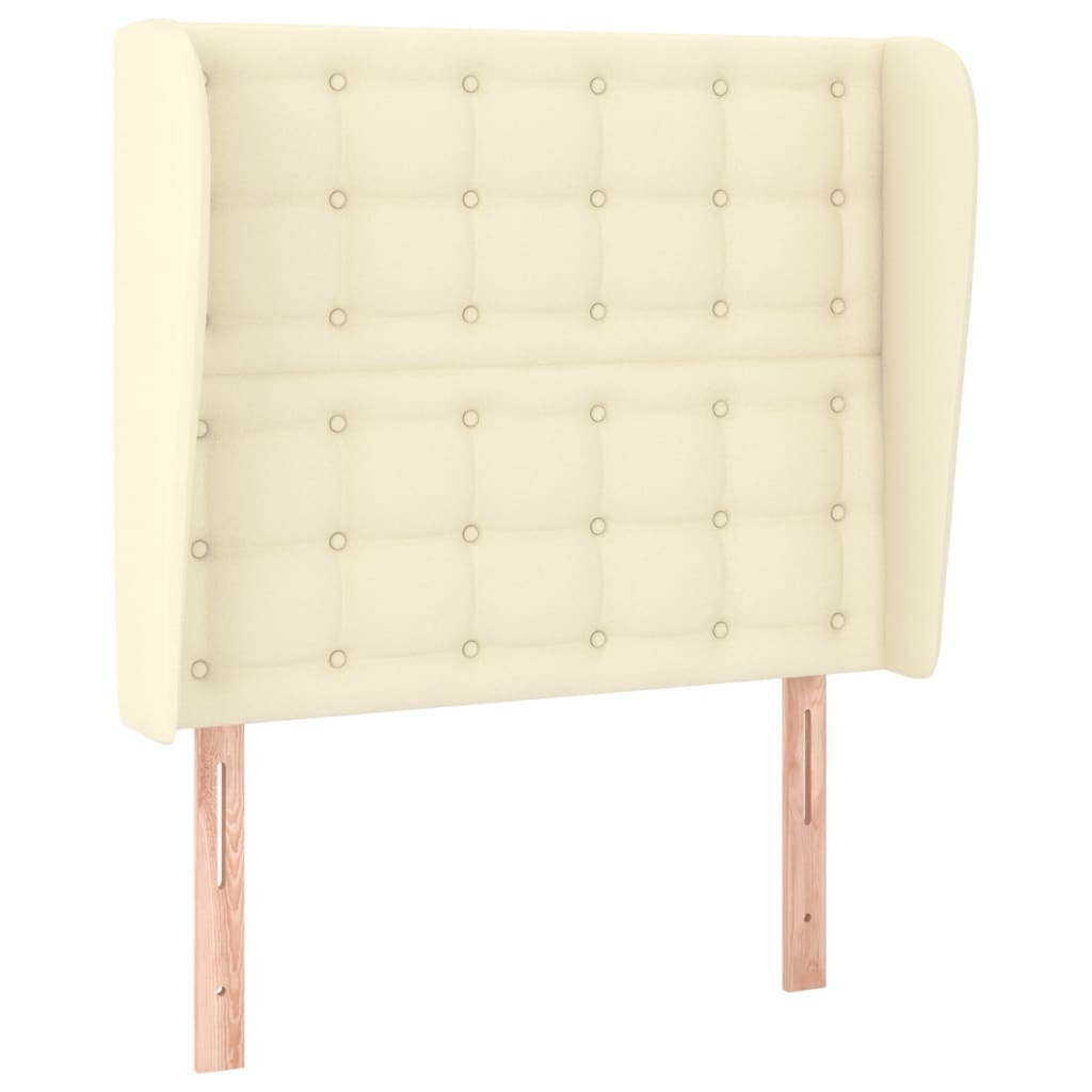 sengegavl med kanter 93x23x118/128 cm kunstlæder cremefarvet