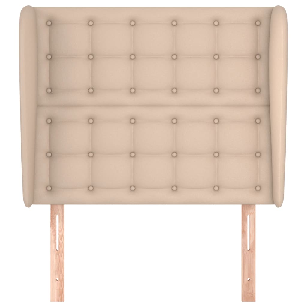 sengegavl med kanter 93x23x118/128 cm kunstlæder cappuccino