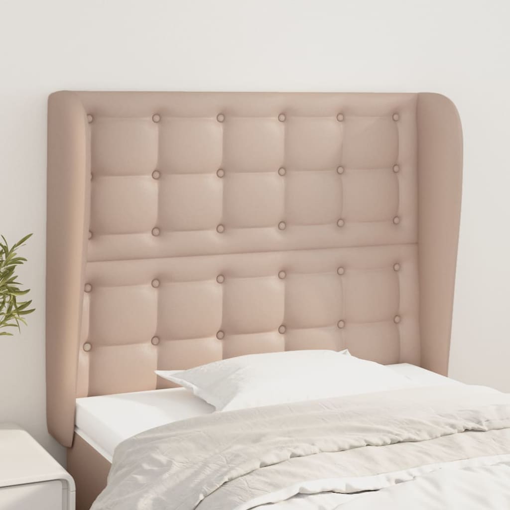 sengegavl med kanter 93x23x118/128 cm kunstlæder cappuccino