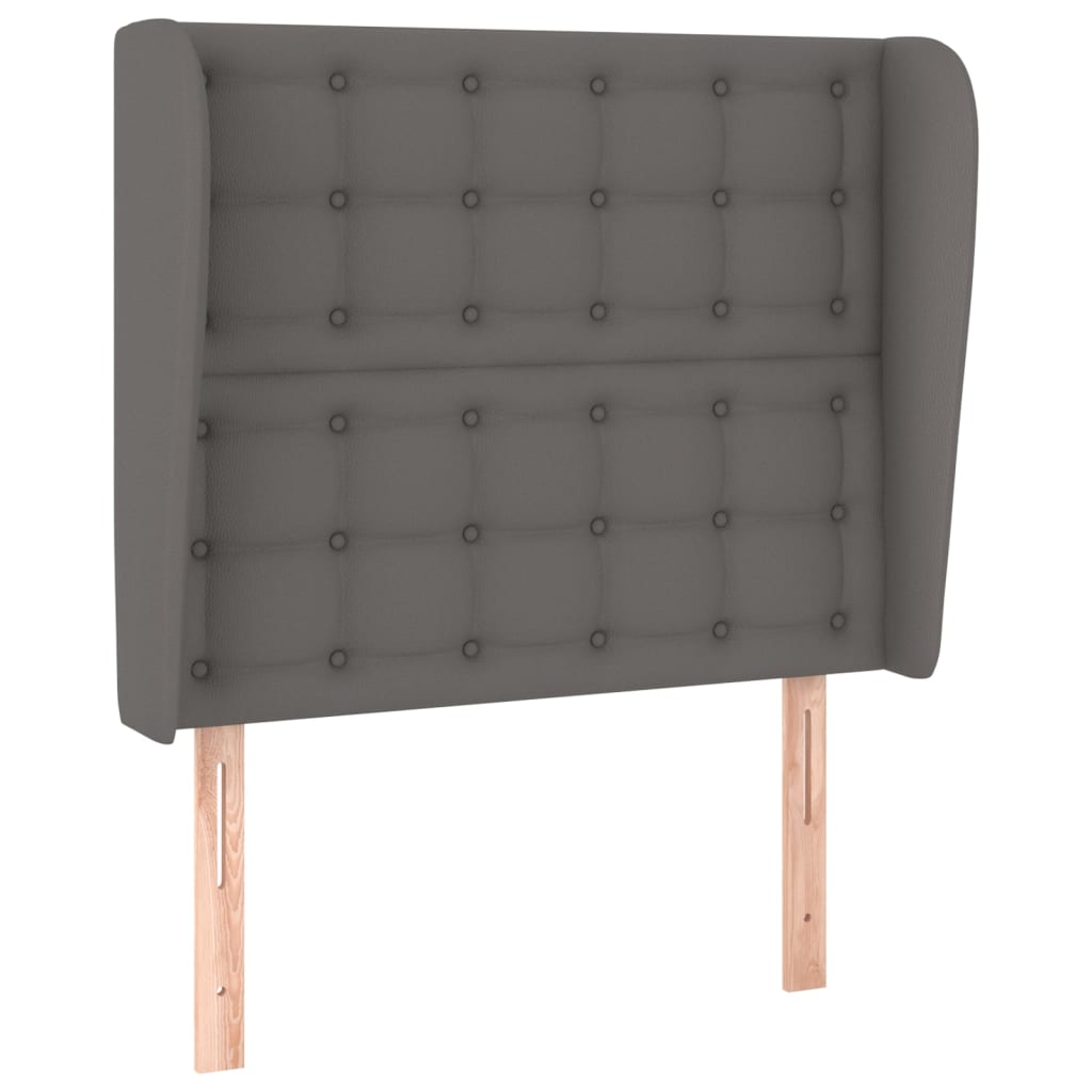 sengegavl med kanter 103x23x118/128 cm kunstlæder grå