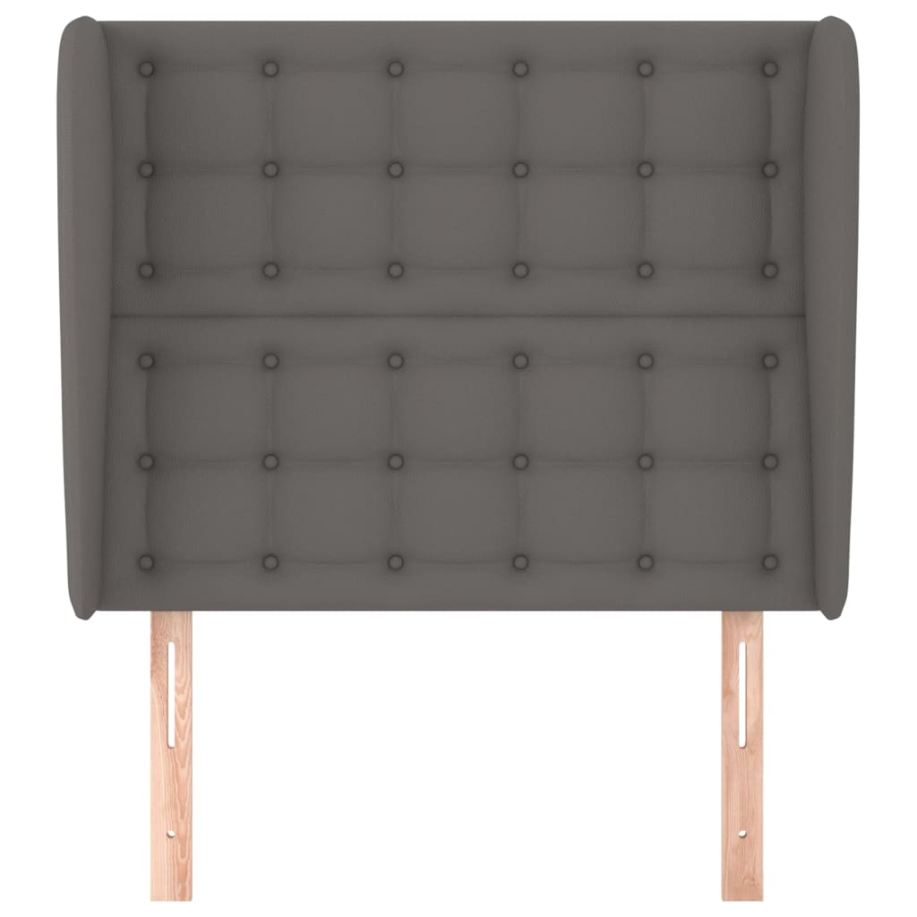 sengegavl med kanter 103x23x118/128 cm kunstlæder grå