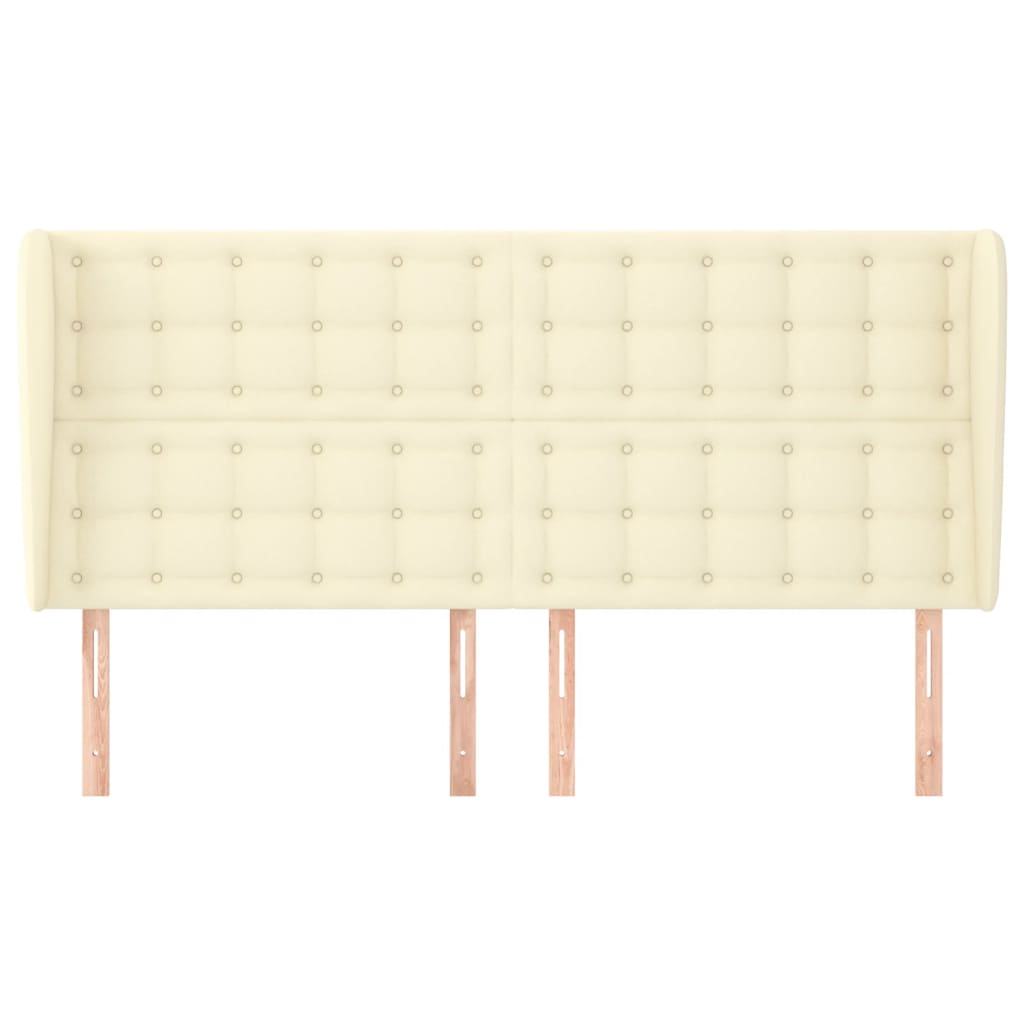 sengegavl med kanter 183x23x118/128 cm kunstlæder cremefarvet