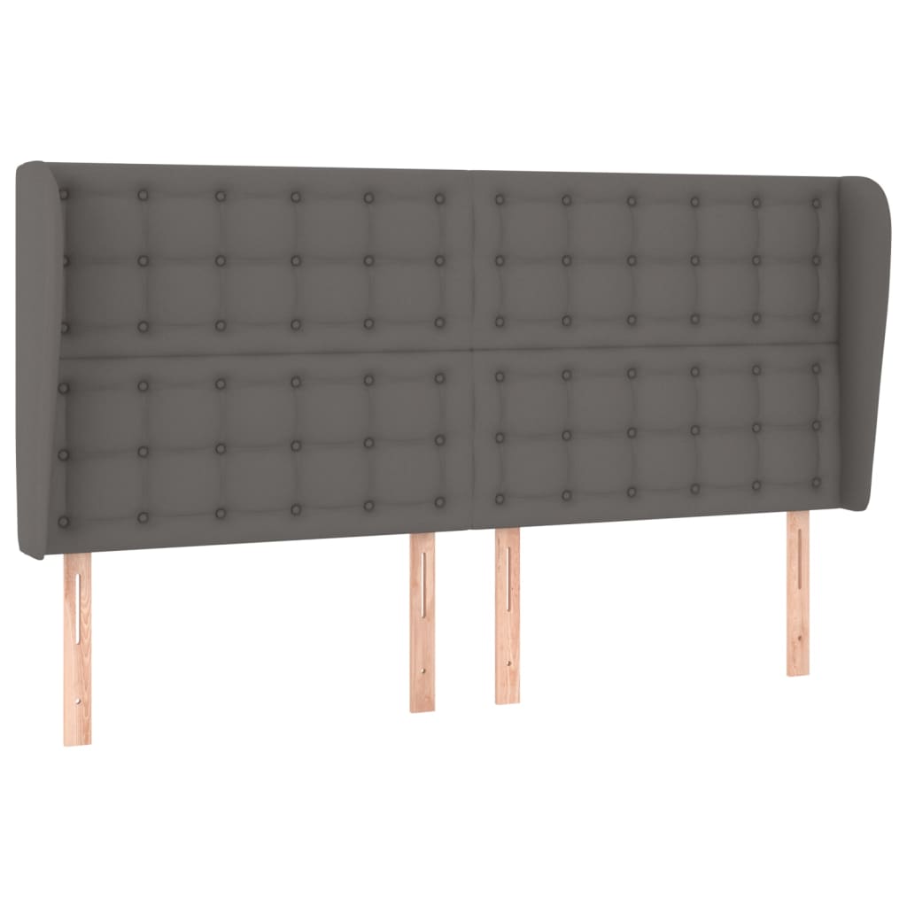 sengegavl med kanter 203x23x118/128 cm kunstlæder grå