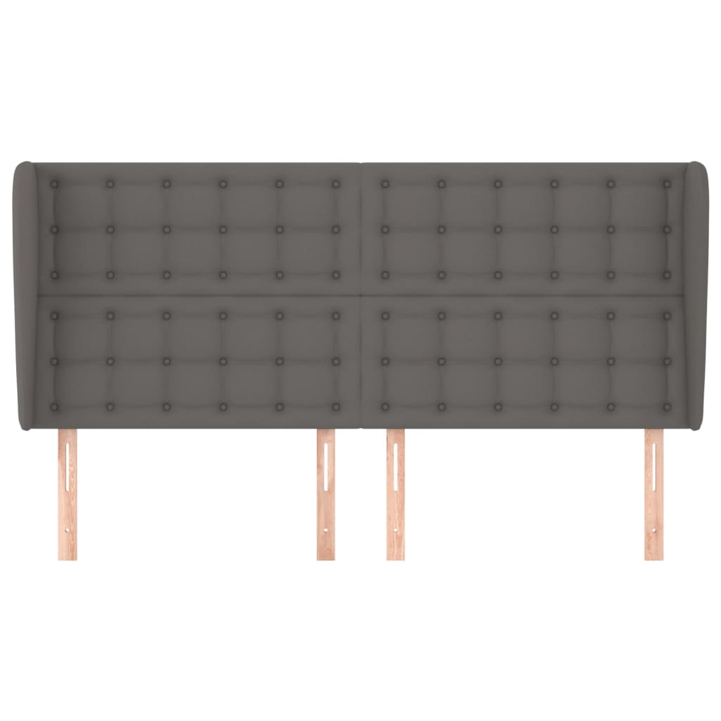 sengegavl med kanter 203x23x118/128 cm kunstlæder grå