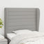 sengegavl med kanter 83x23x118/128 cm stof lysegrå