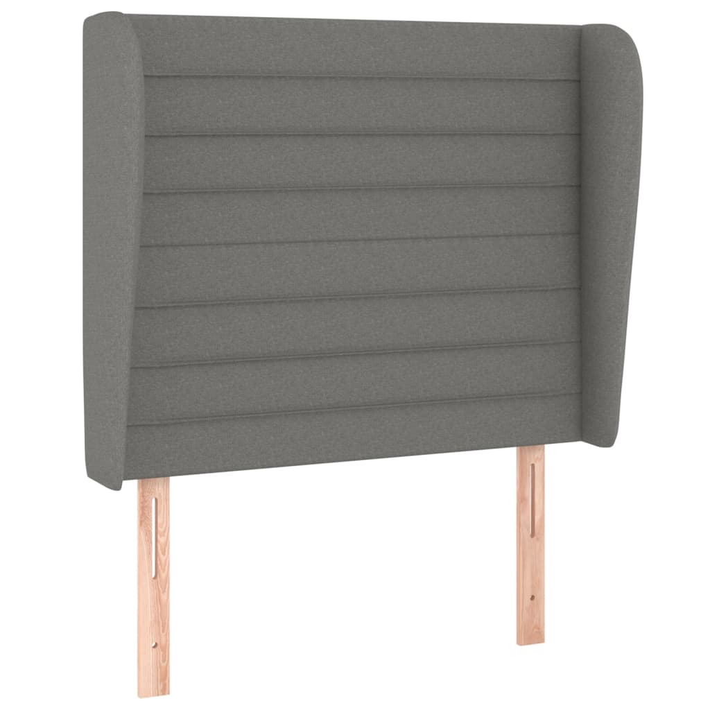 sengegavl med kanter 83x23x118/128 cm stof mørkegrå