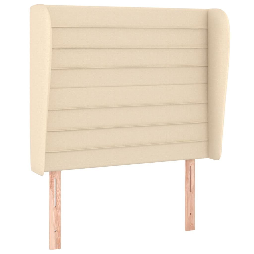 sengegavl med kanter 83x23x118/128 cm stof cremefarvet