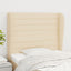 sengegavl med kanter 83x23x118/128 cm stof cremefarvet
