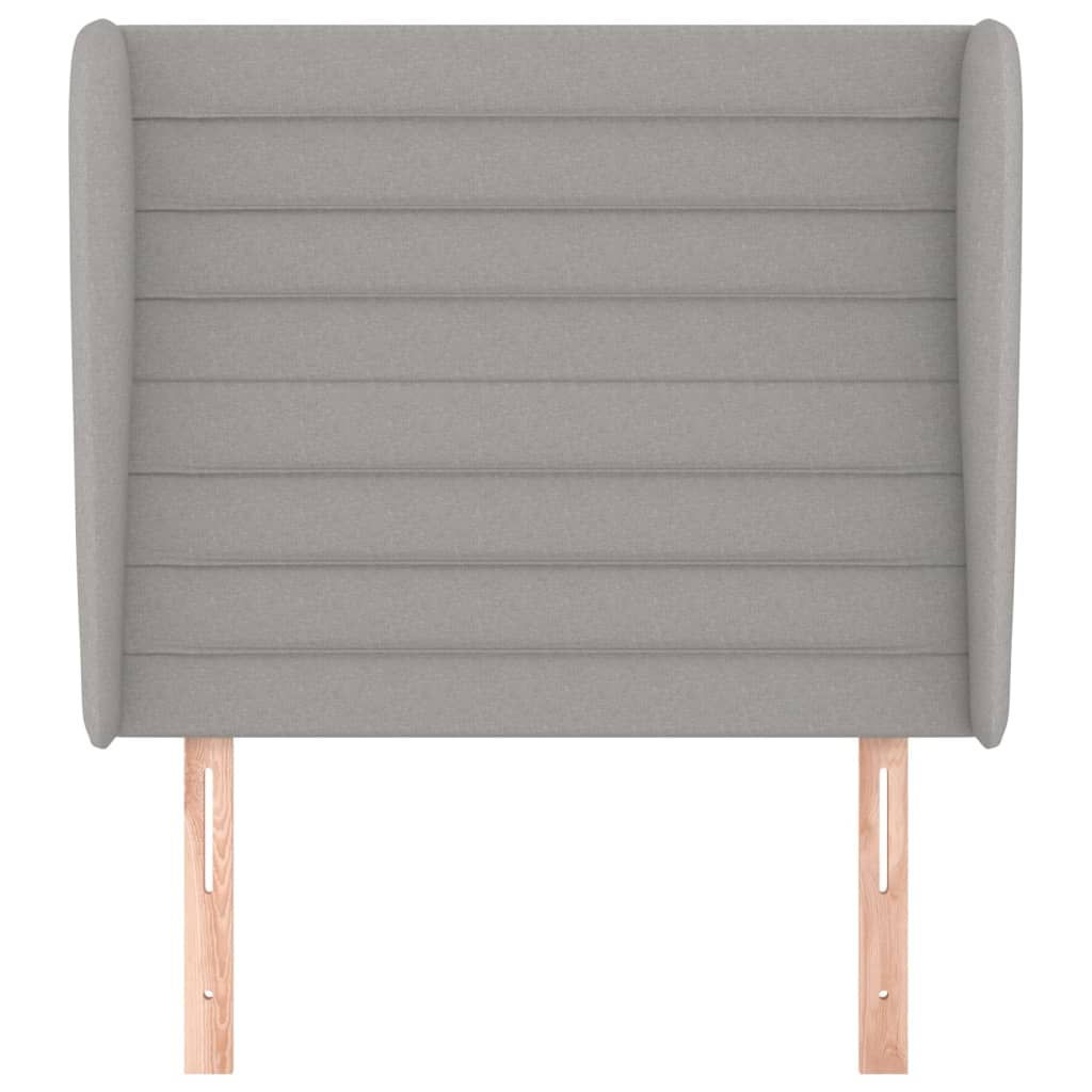 sengegavl med kanter 93x23x118/128 cm stof lysegrå
