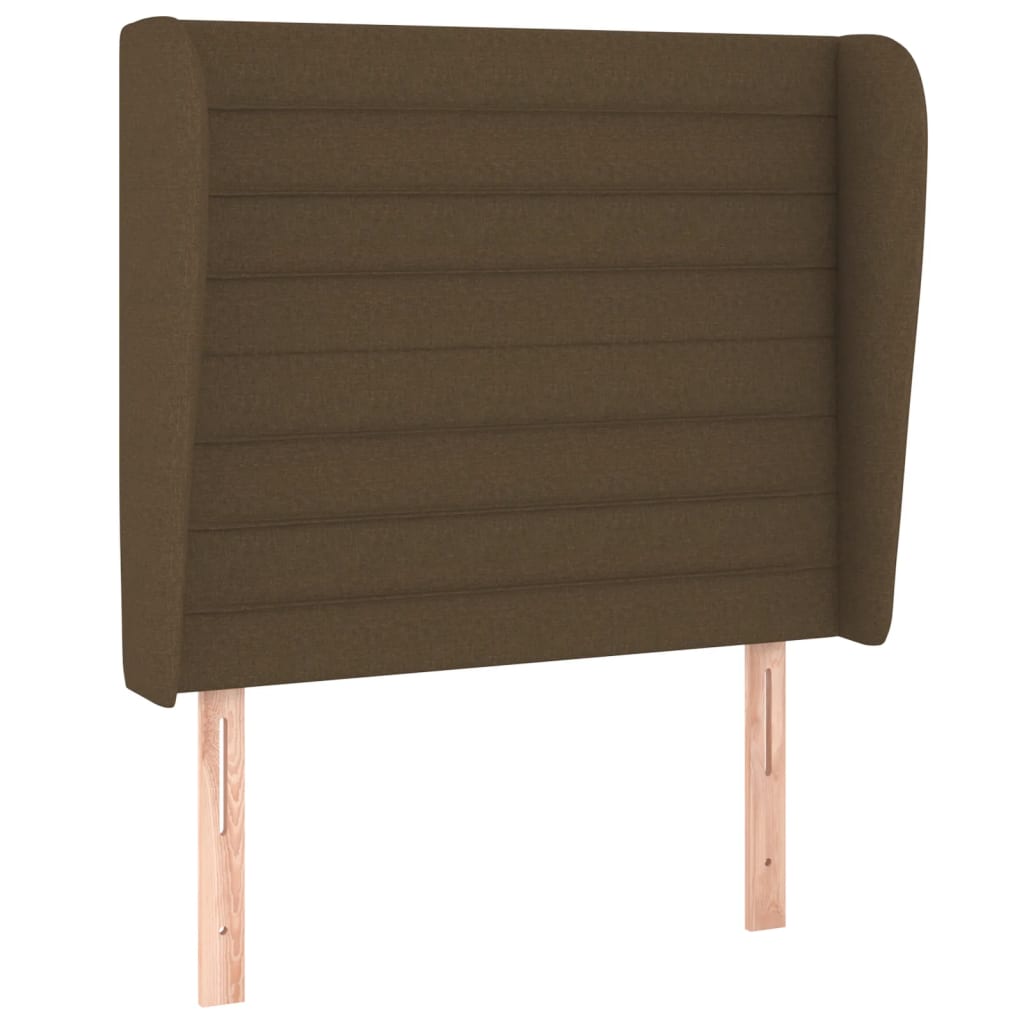 sengegavl med kanter 93x23x118/128 cm stof mørkebrun