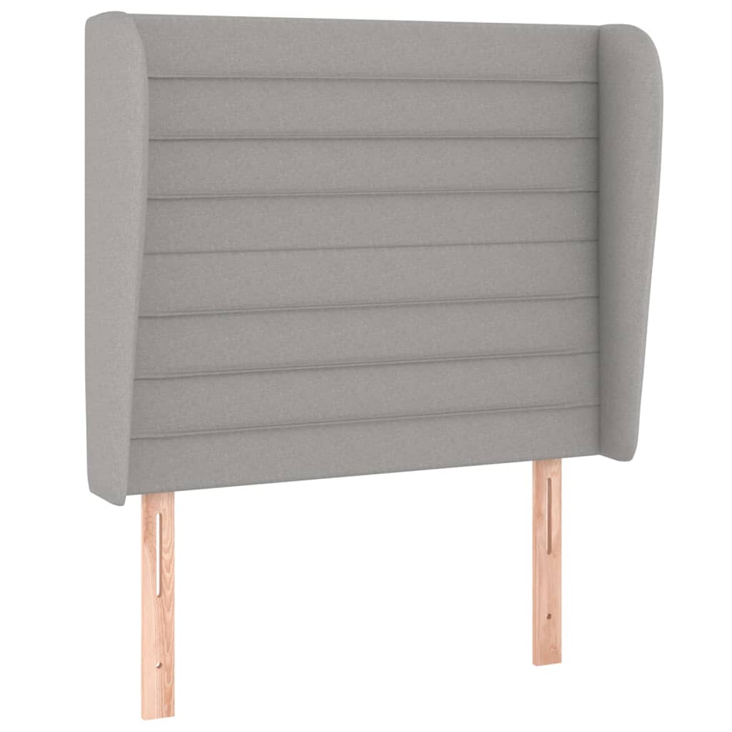 sengegavl med kanter 103x23x118/128 cm stof lysegrå