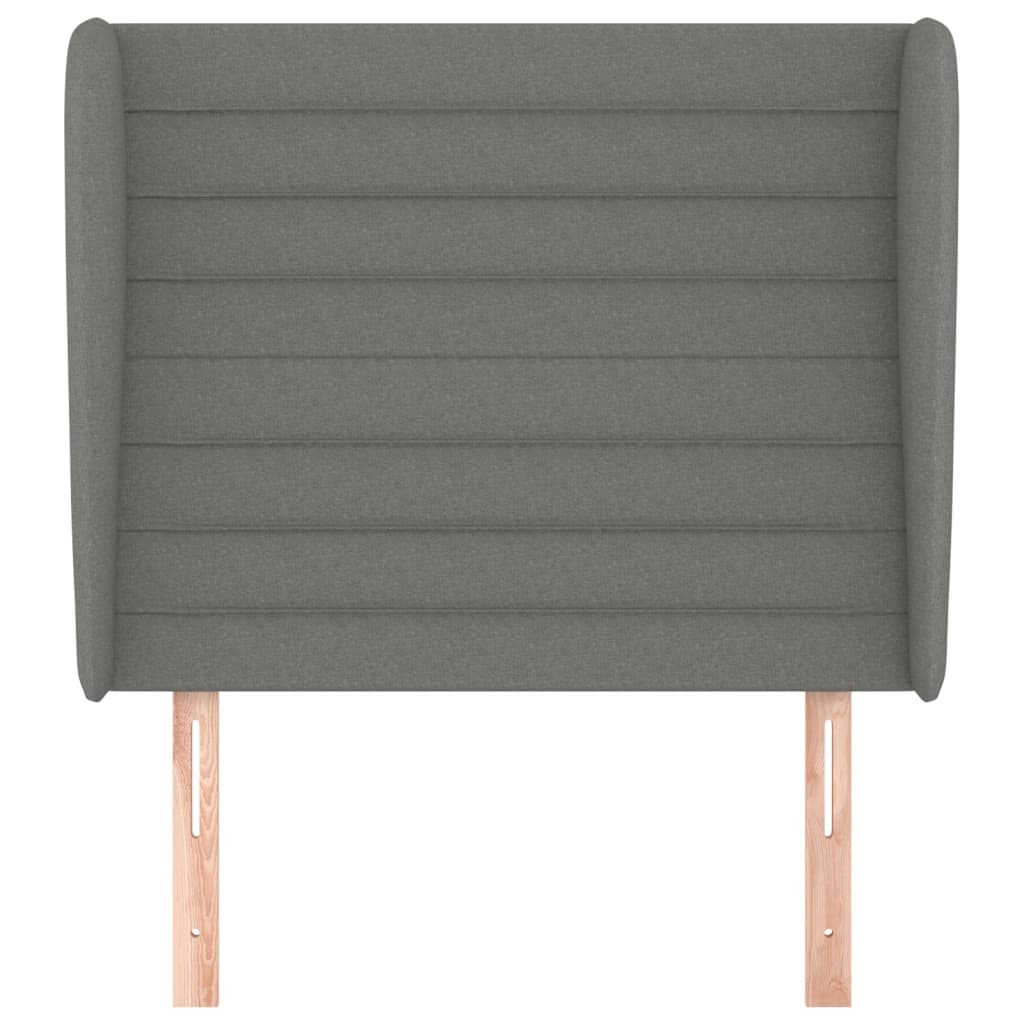 sengegavl med kanter 103x23x118/128 cm stof mørkegrå