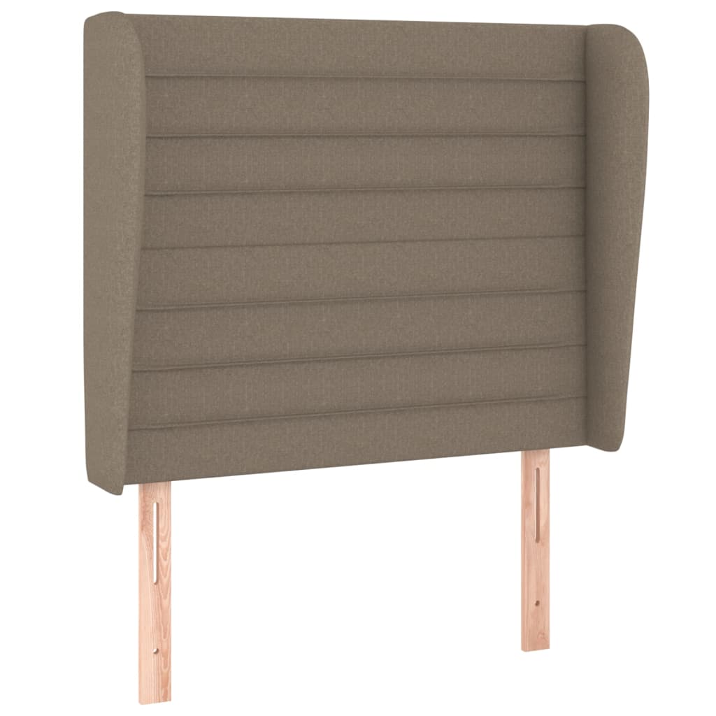sengegavl med kanter 103x23x118/128 cm stof gråbrun