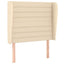 sengegavl med kanter 103x23x118/128 cm stof cremefarvet