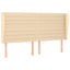 sengegavl med kanter 183x23x118/128 cm stof cremefarvet