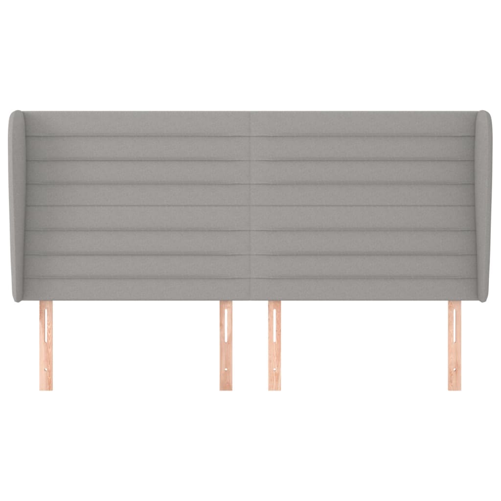sengegavl med kanter 203x23x118/128 cm stof lysegrå