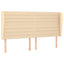 sengegavl med kanter 203x23x118/128 cm stof cremefarvet