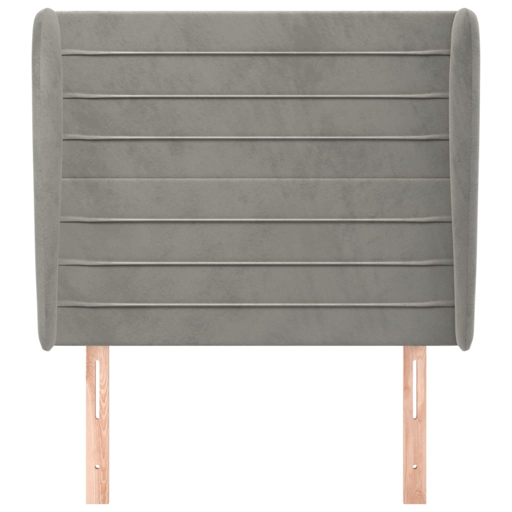 sengegavl med kanter 83x23x118/128 cm fløjl lysegrå