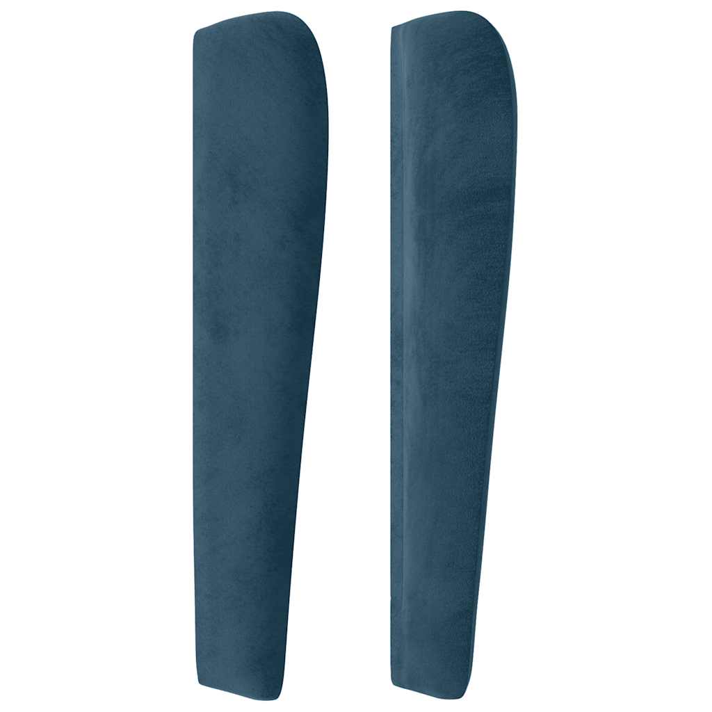 sengegavl med kanter 147x23x118/128 cm fløjl mørkeblå