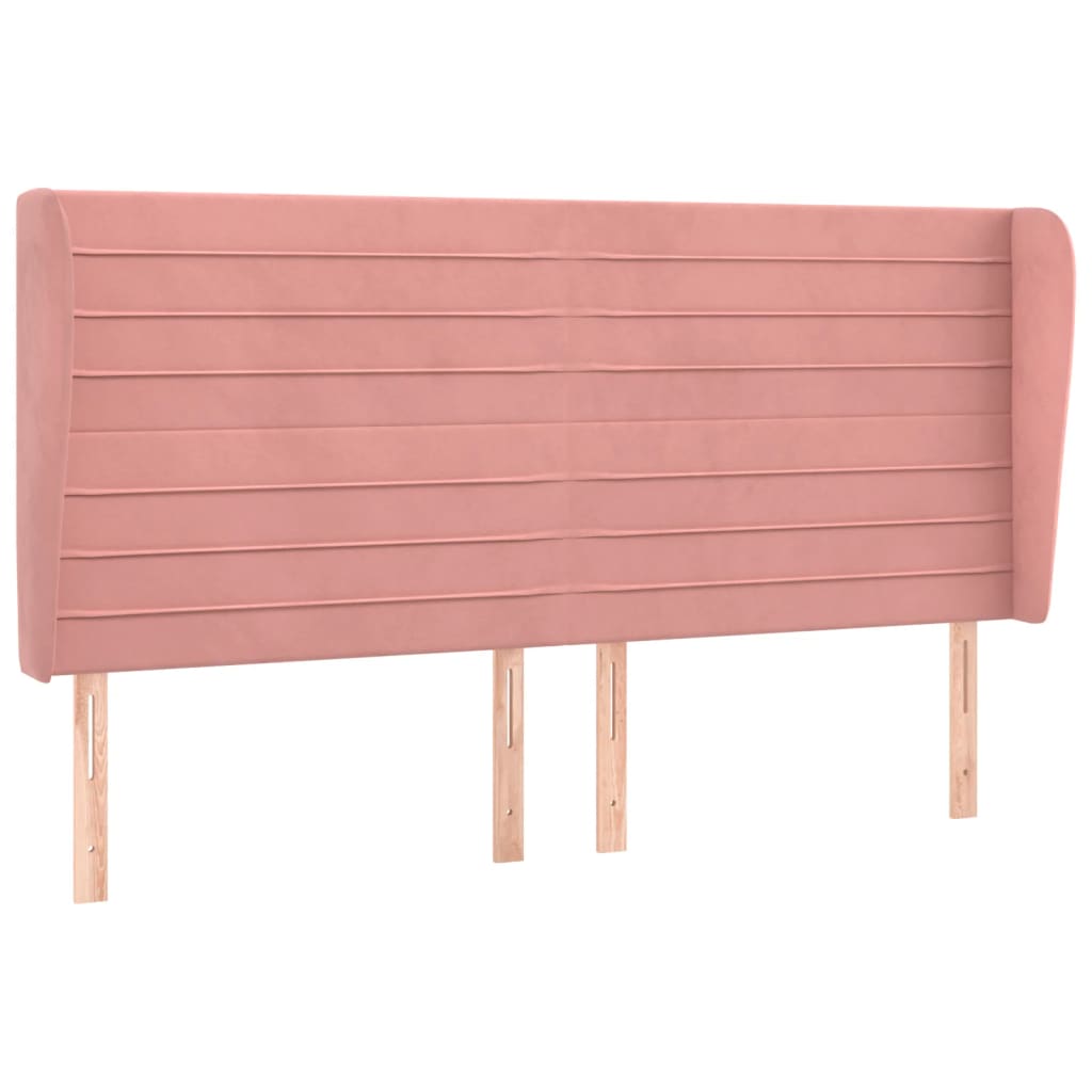sengegavl med kanter 183x23x118/128 cm fløjl lyserød