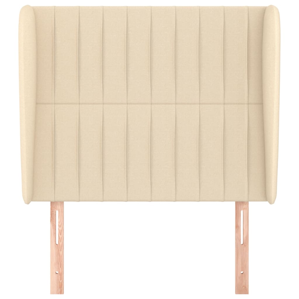 sengegavl med kanter 83x23x118/128 cm stof cremefarvet