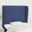 sengegavl med kanter 83x23x118/128 cm stof blå