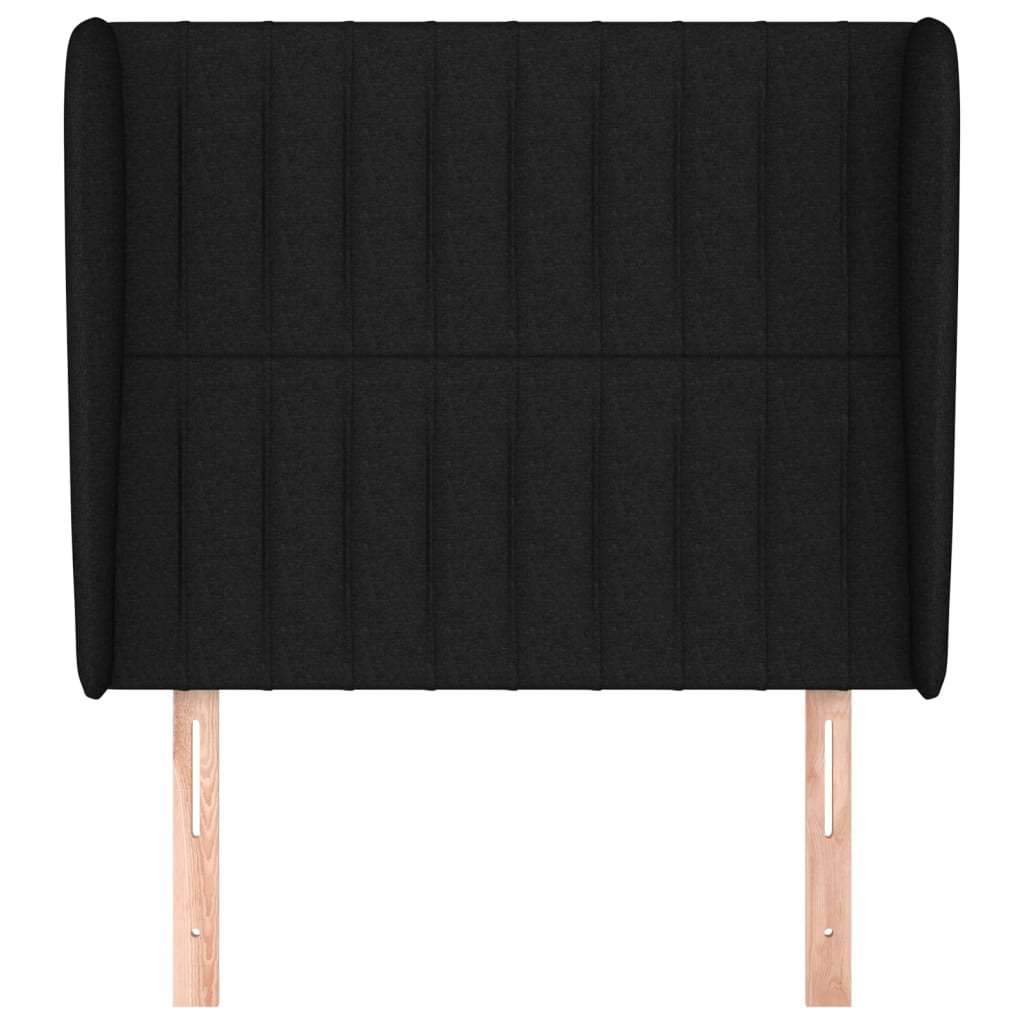 sengegavl med kanter 93x23x118/128 cm stof sort