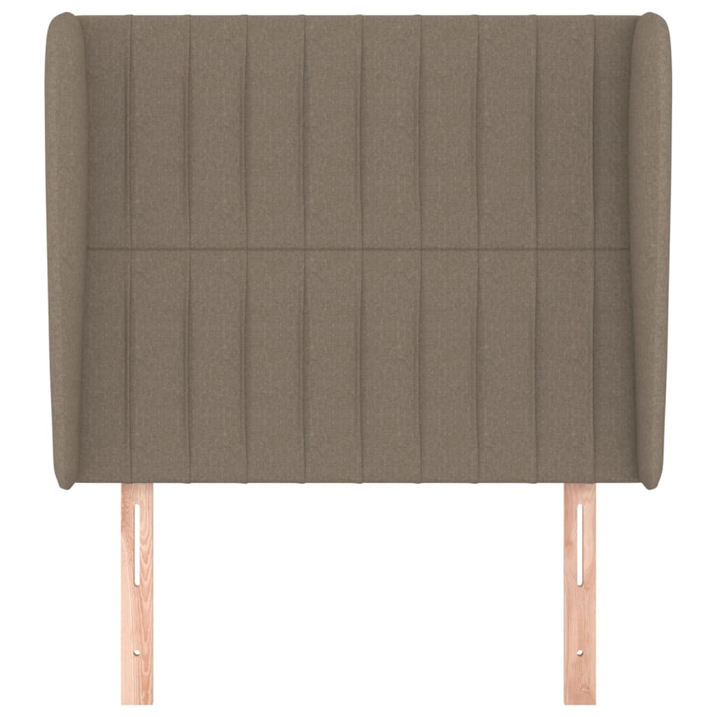 sengegavl med kanter 93x23x118/128 cm stof gråbrun