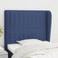 sengegavl med kanter 93x23x118/128 cm stof blå