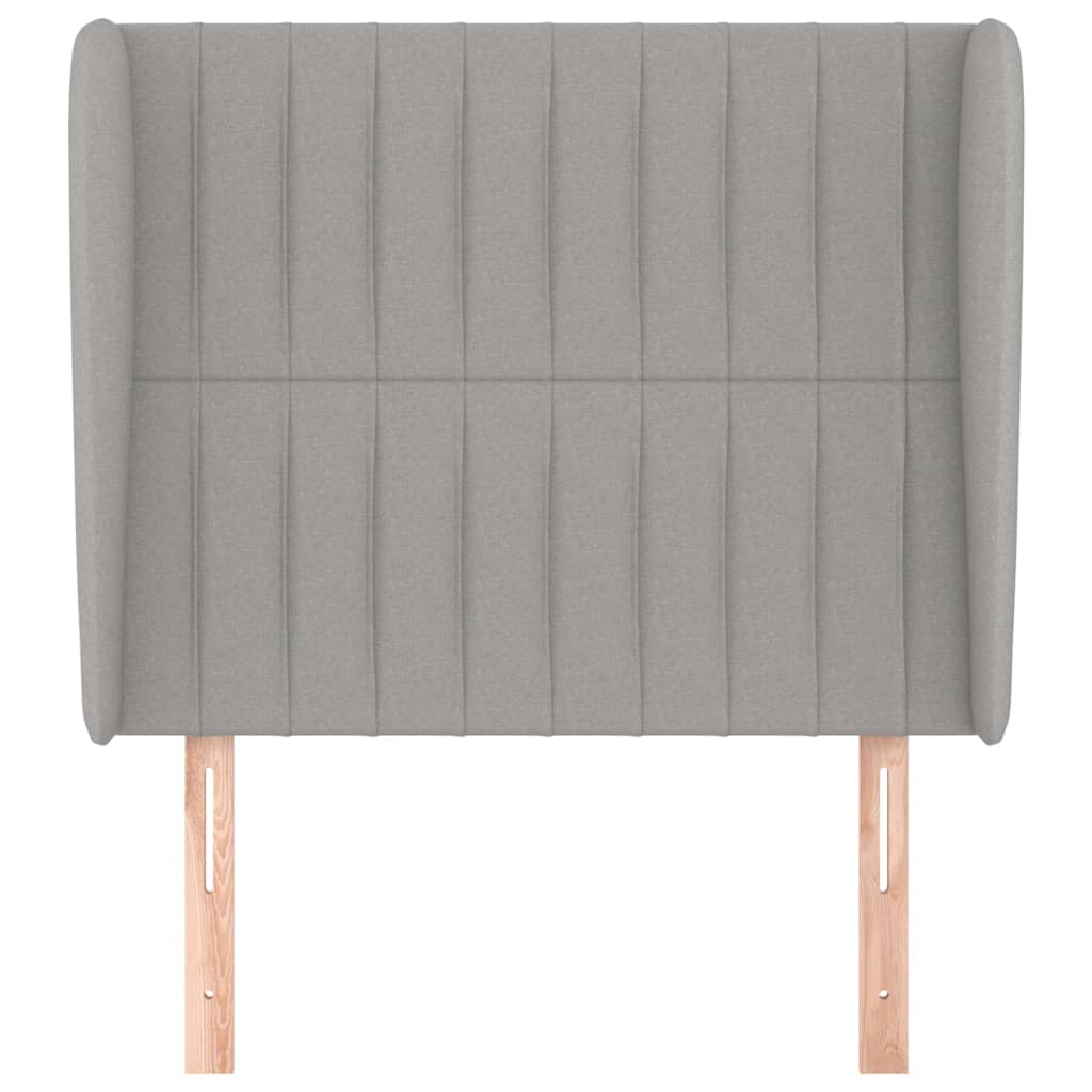sengegavl med kanter 103x23x118/128 cm stof lysegrå