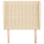sengegavl med kanter 103x23x118/128 cm stof cremefarvet