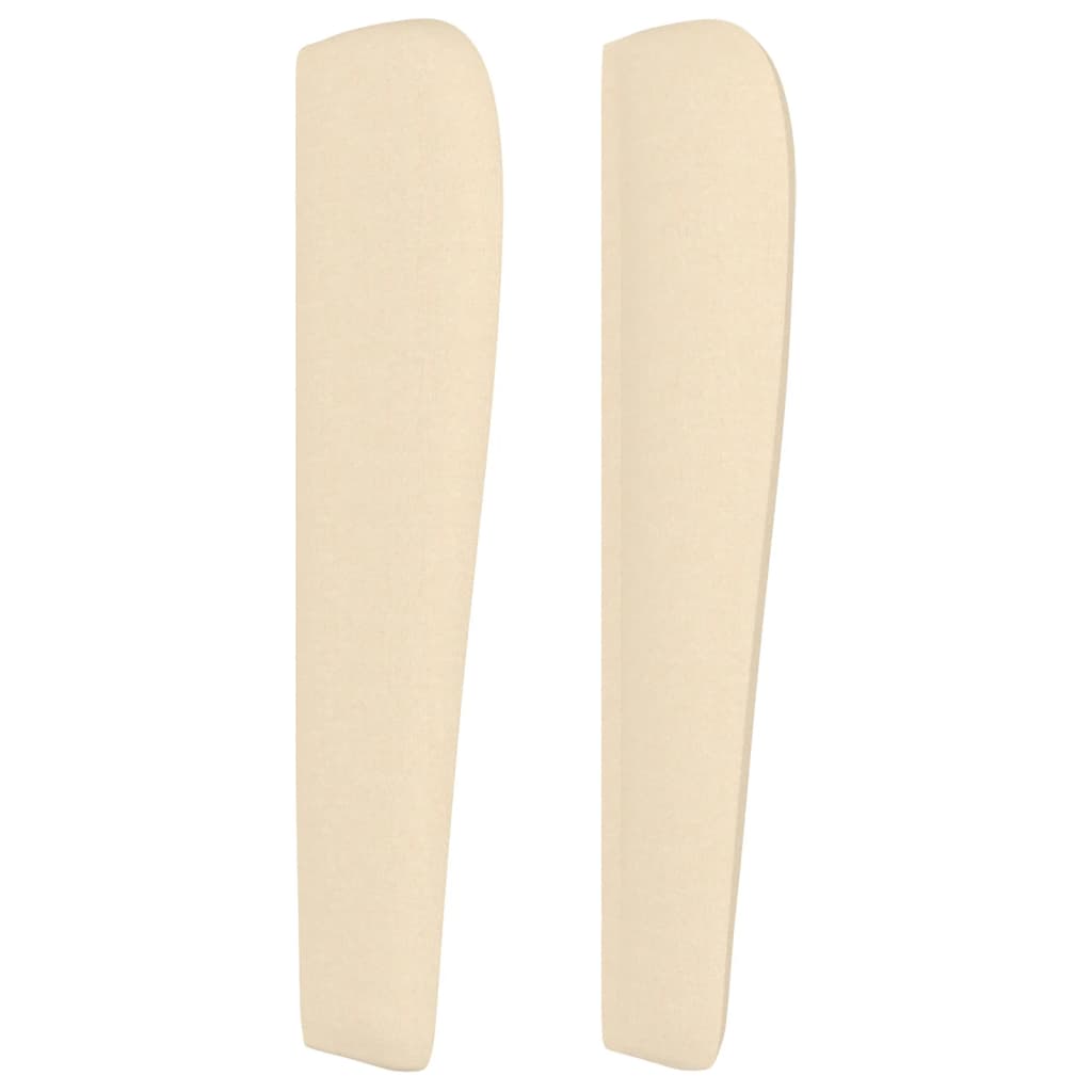 sengegavl med kanter 103x23x118/128 cm stof cremefarvet