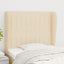 sengegavl med kanter 103x23x118/128 cm stof cremefarvet