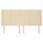 sengegavl med kanter 163x23x118/128 cm stof cremefarvet