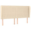 sengegavl med kanter 183x23x118/128 cm stof cremefarvet