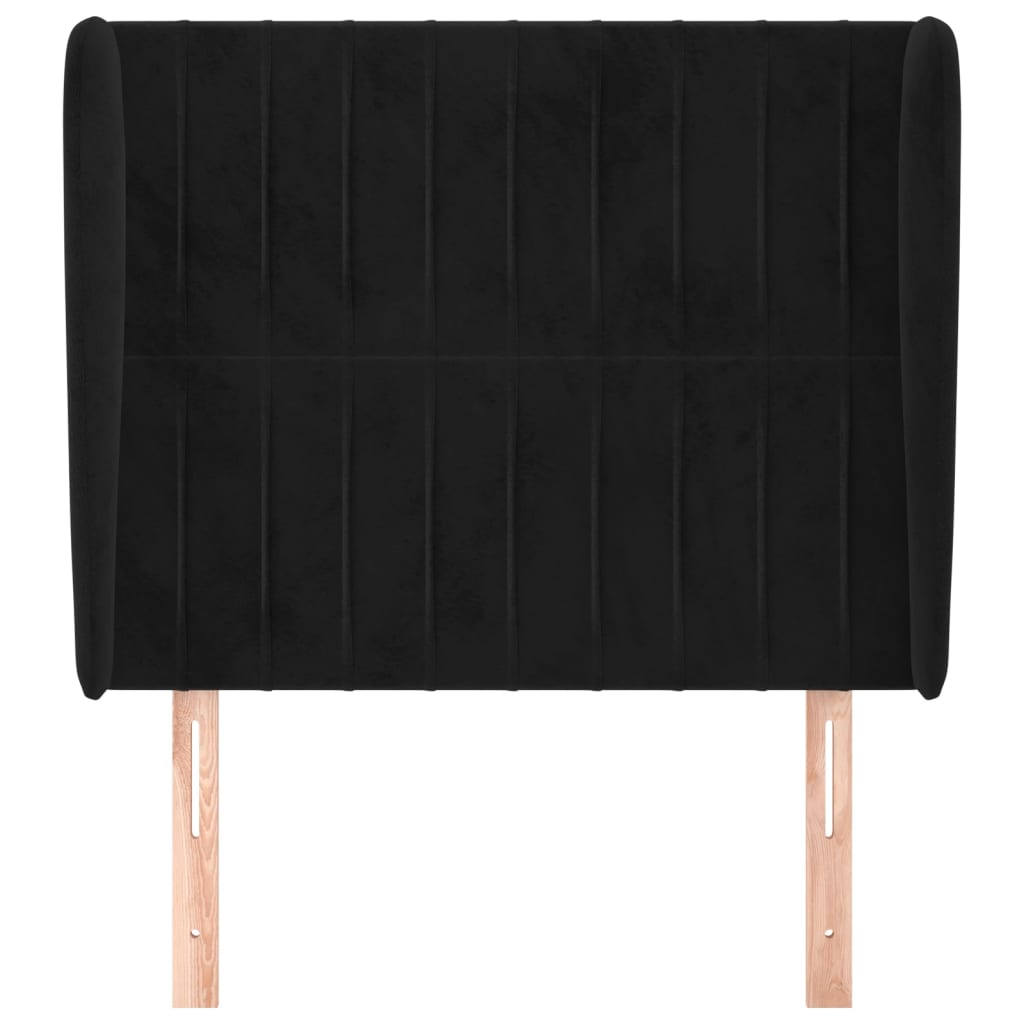 sengegavl med kanter 83x23x118/128 cm fløjl sort