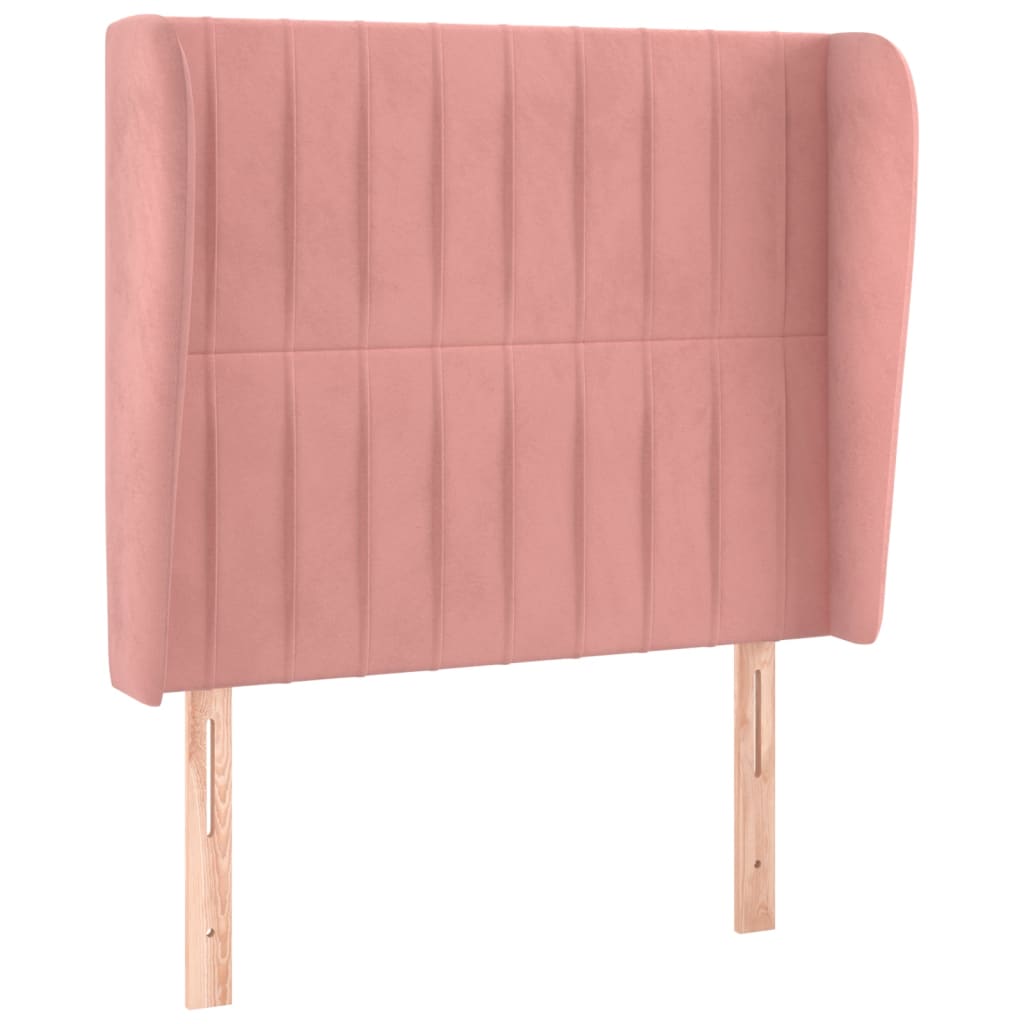 sengegavl med kanter 83x23x118/128 cm fløjl pink