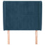 sengegavl med kanter 103x23x118/128 cm fløjl mørkeblå