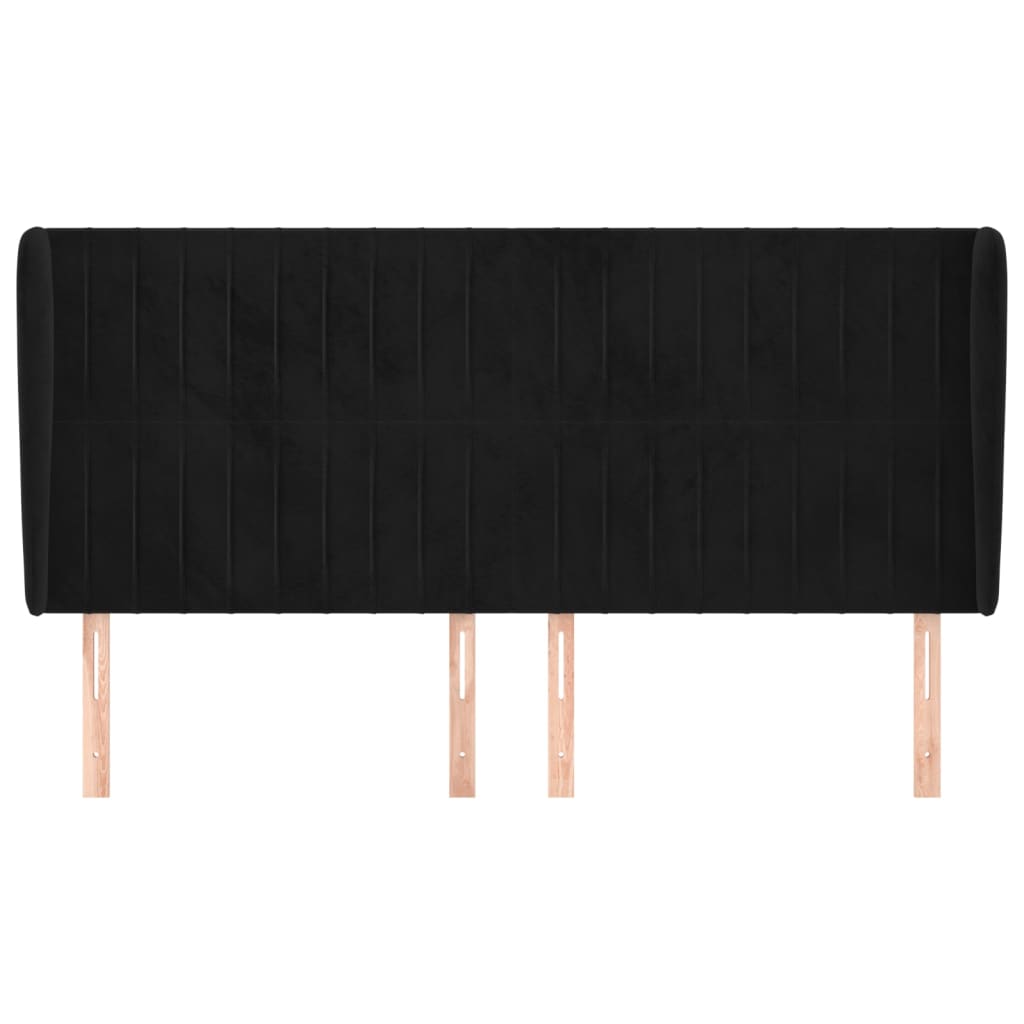 sengegavl med kanter 183x23x118/128 cm fløjl sort