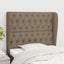 sengegavl med kanter 93x23x118/128 cm stof gråbrun