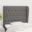 sengegavl med kanter 103x23x118/128 cm stof mørkegrå