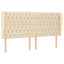 sengegavl med kanter 183x23x118/128 cm stof cremefarvet