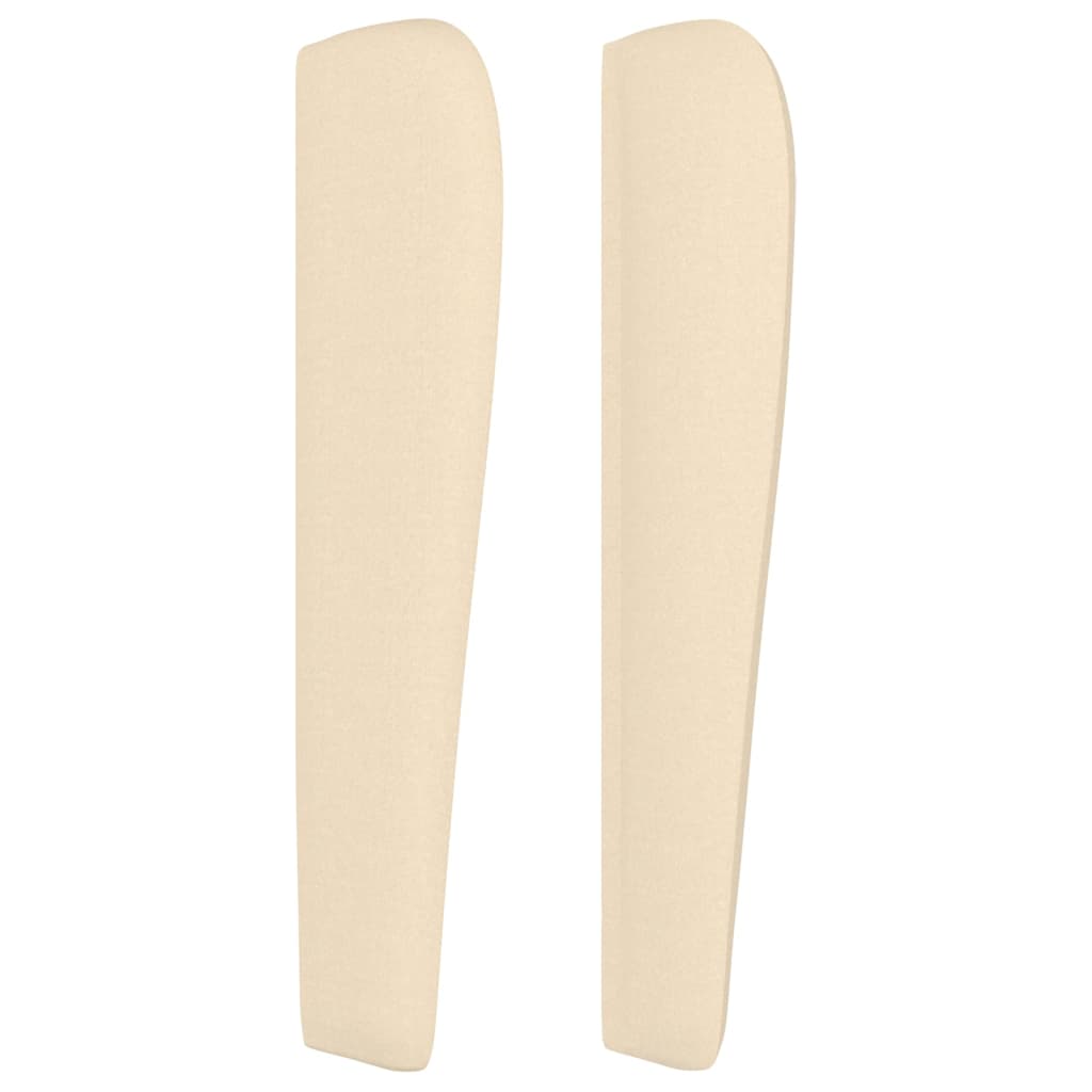 sengegavl med kanter 203x23x118/128 cm stof cremefarvet