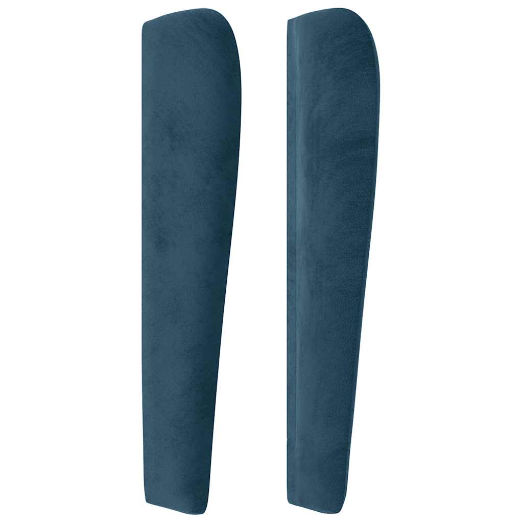 sengegavl med kanter 103x23x118/128 cm fløjl mørkeblå